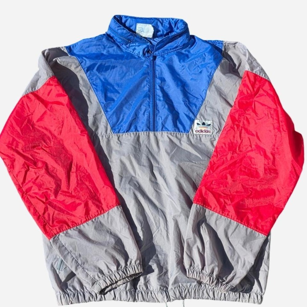 Vintage Adidas 80s windbreaker jacket in red and blue very colorful tracksuit